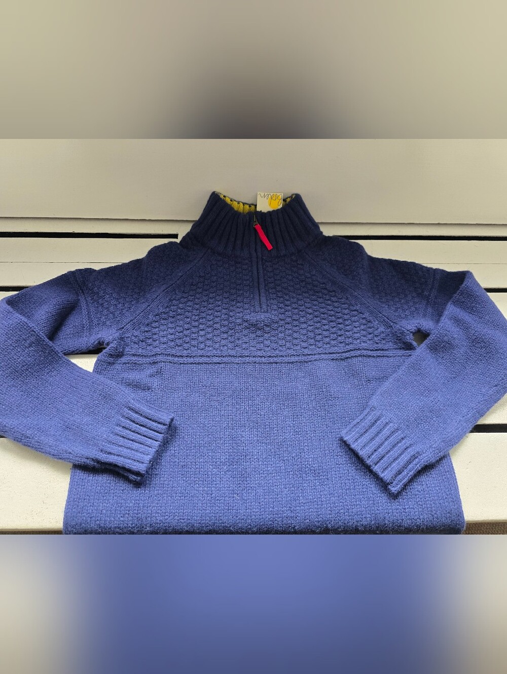 Boden Navy Blue Half-Zip Textured Knit Sweater